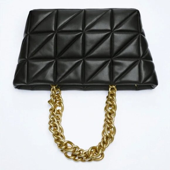 Zara Quilted Chain Tote Bag - Picture 3 of 10